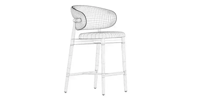 Bar Chair - Leather Wood 3D model 5