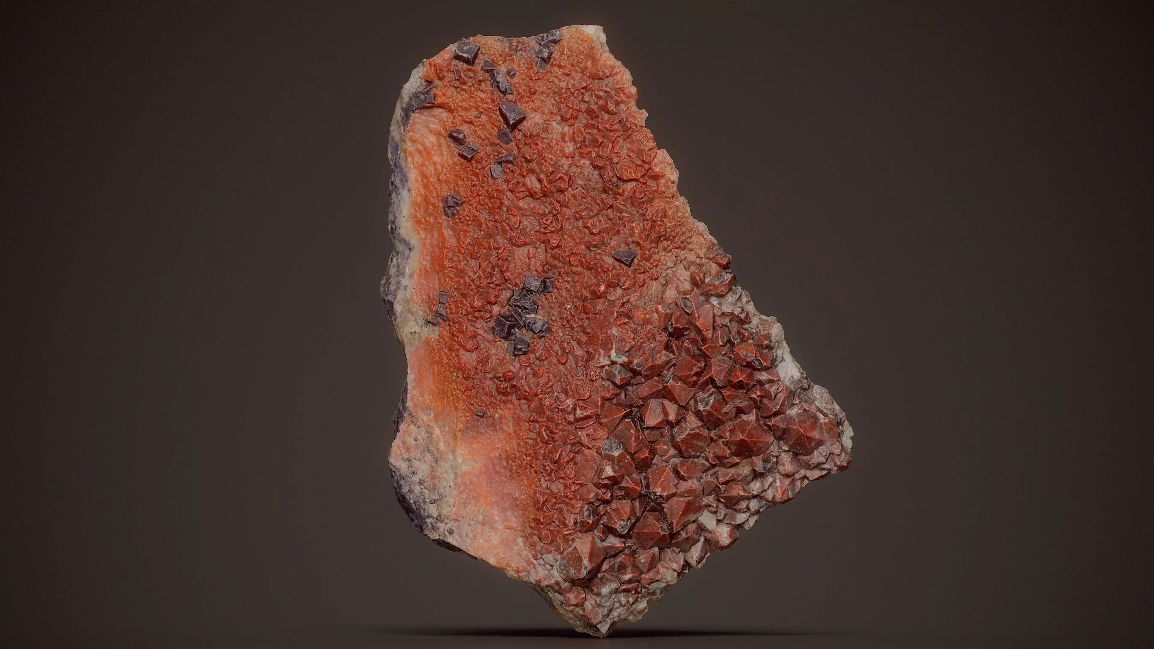 Vanadinite With Galena Red Black Crystal 03 Low-poly 3D model