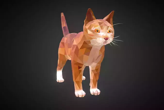 Cat Ginger  Animal Low Polygon Art Farm Animal