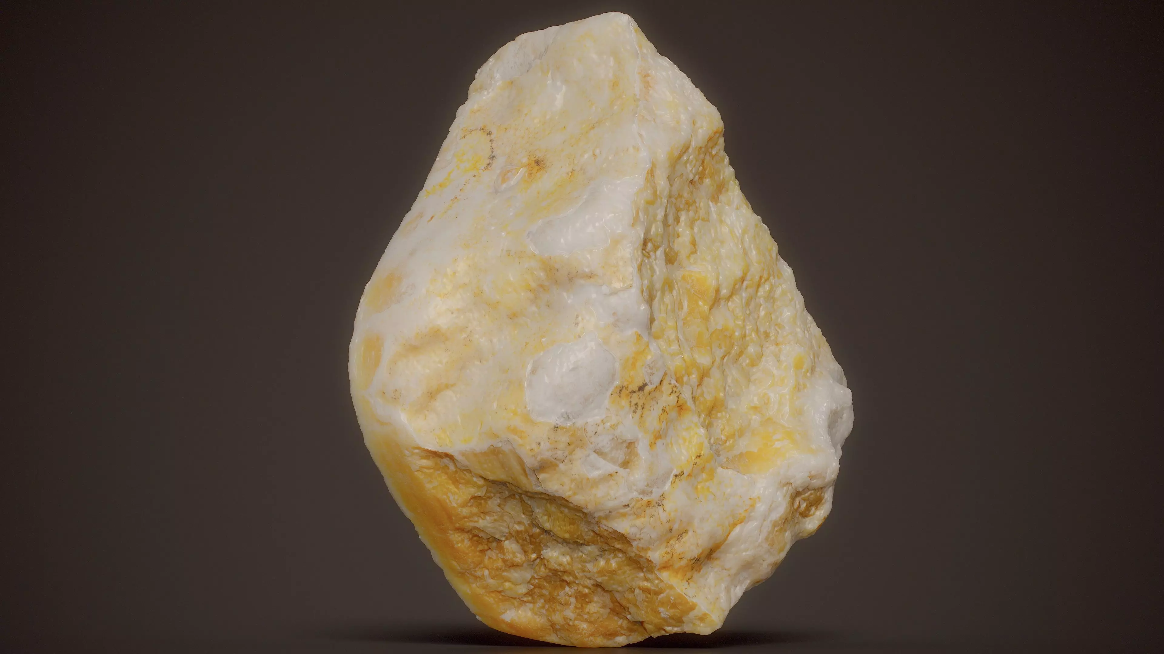 Calcite With Sulfur Staining Yellow Rock 01 Low-poly 3D model