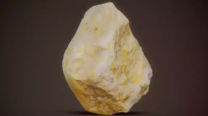 Calcite With Sulfur Staining Yellow Rock 01