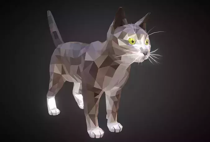 Cat Grey  Animal Low Polygon Art Farm Animal