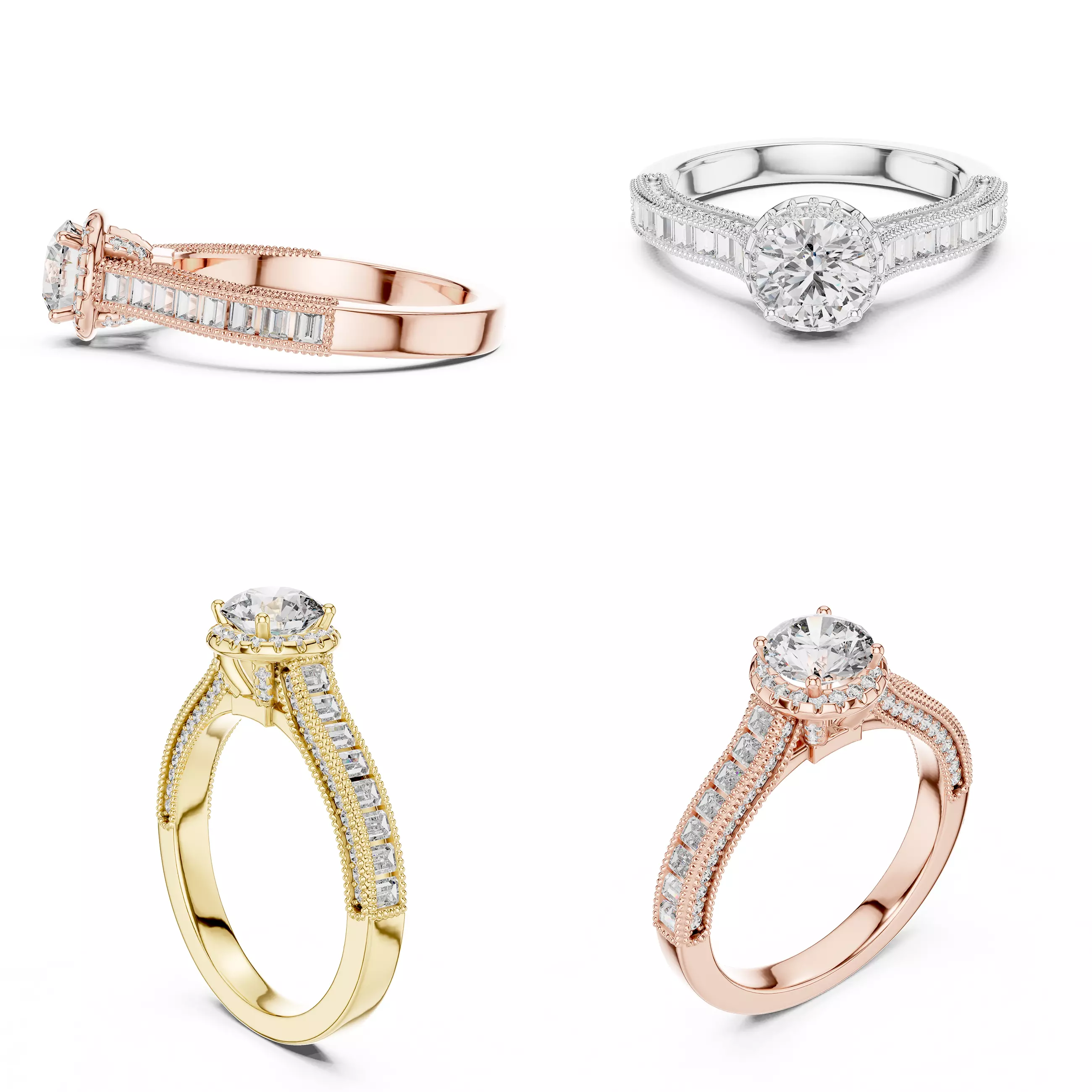 Round Diamond Ladies Ring CAD Model 3DM 3D print model