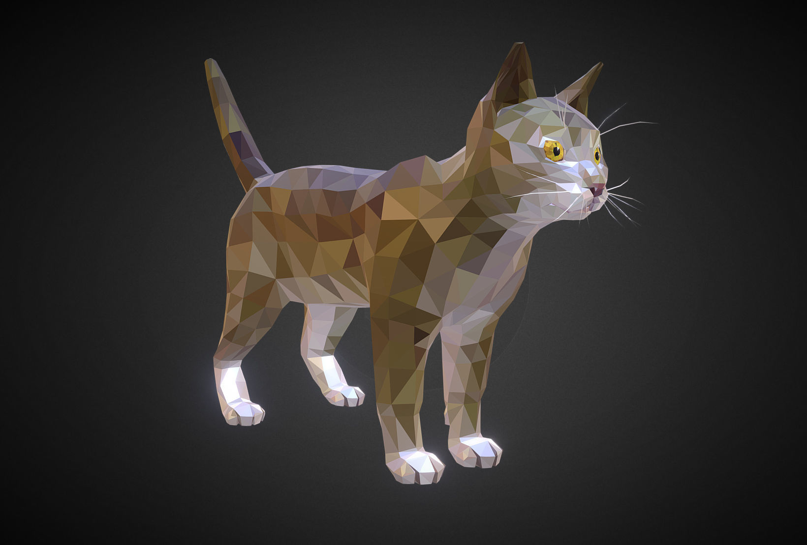 Cat Low Polygon Art Farm Animal Low-poly 3D model_3