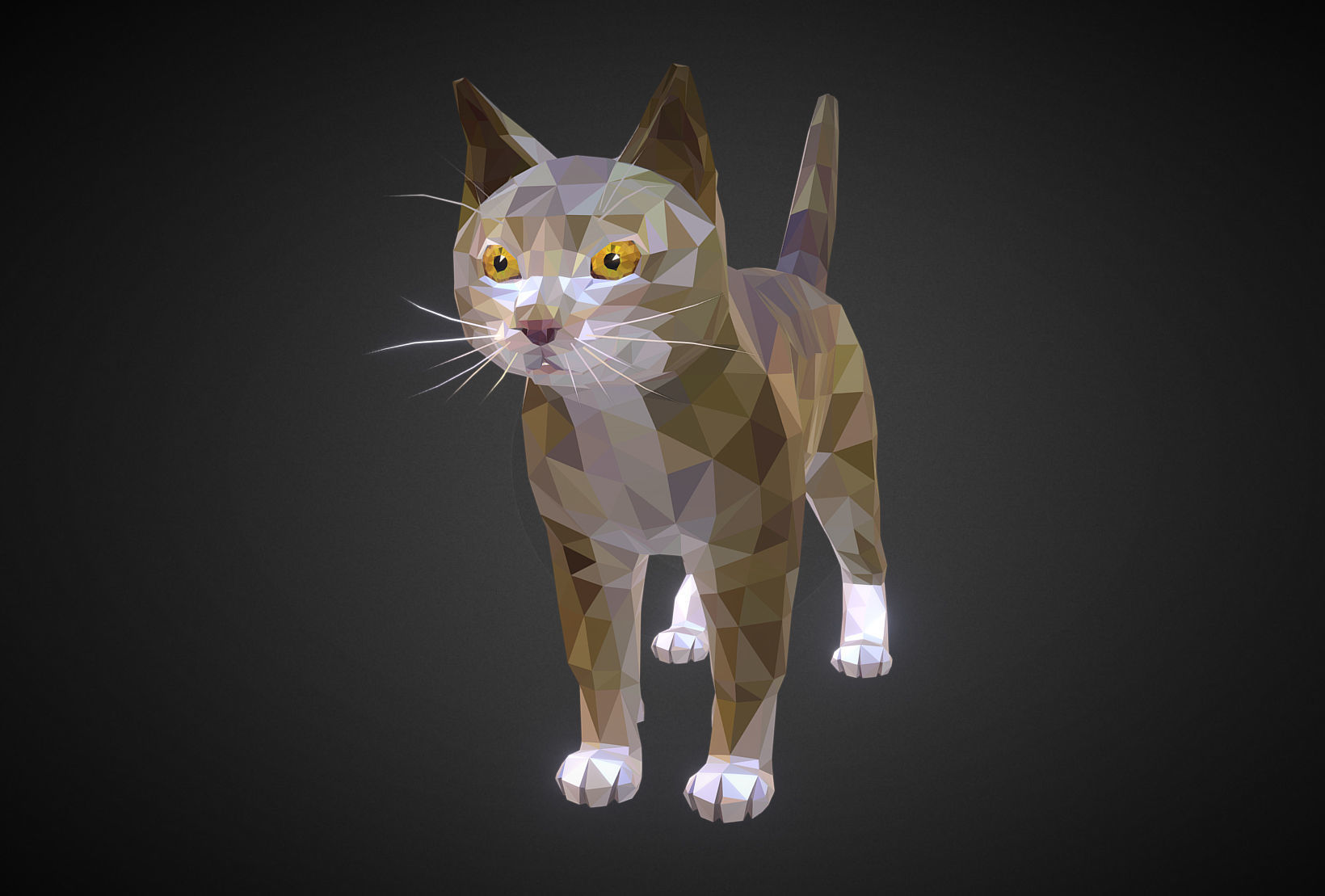 Cat Low Polygon Art Farm Animal Low-poly 3D model_1