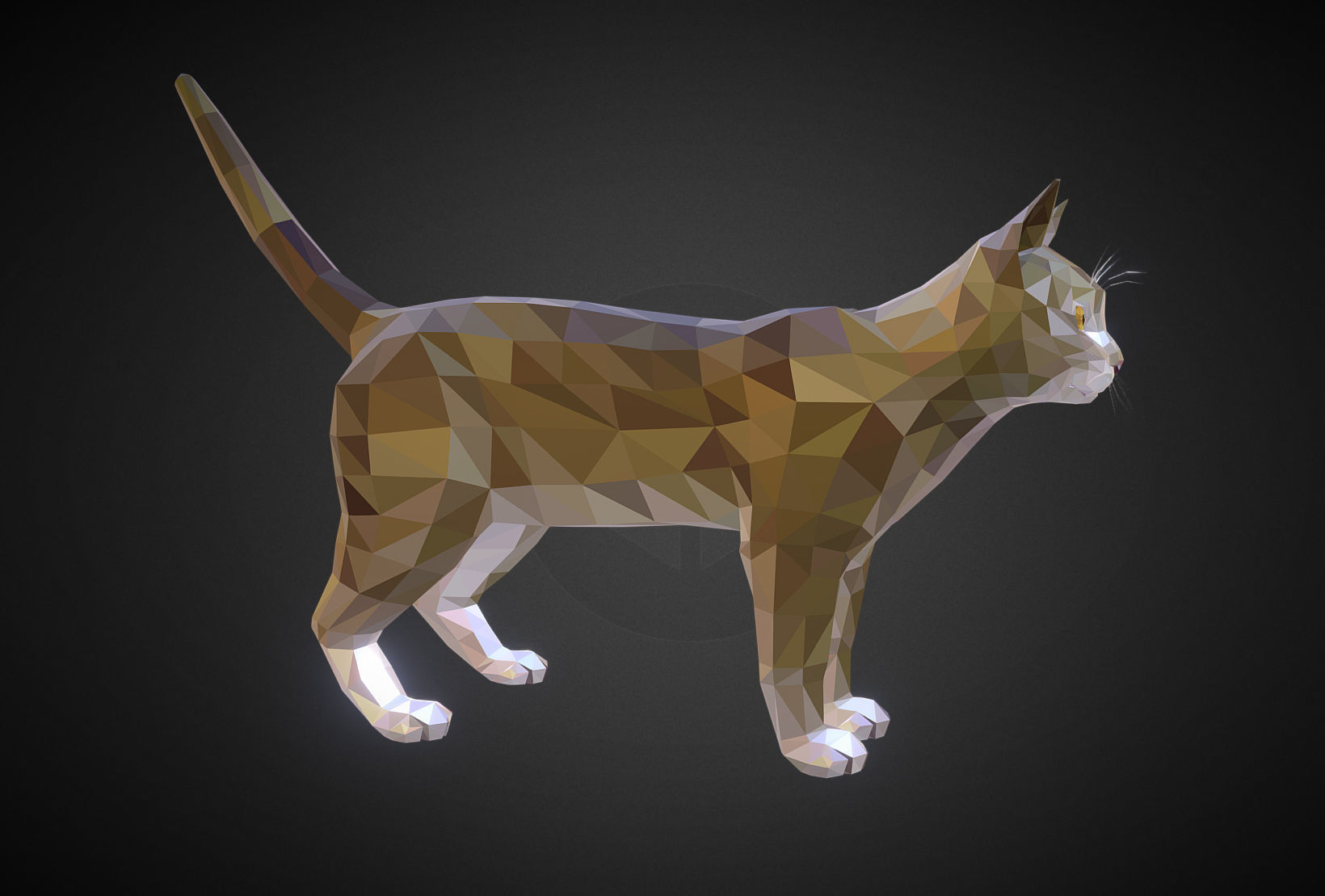 Cat Low Polygon Art Farm Animal Low-poly 3D model_5