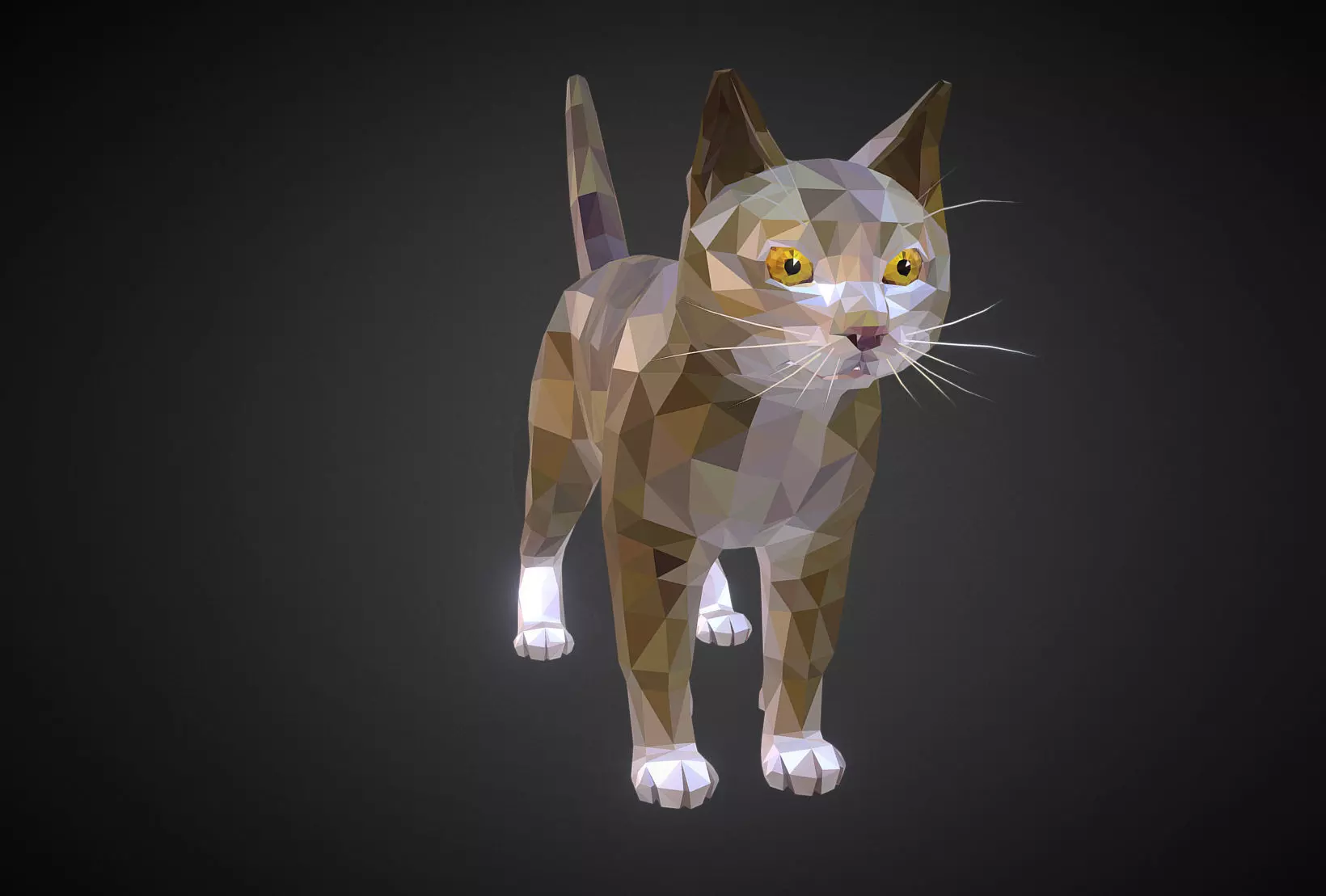 Cat Low Polygon Art Farm Animal Low-poly 3D model_0
