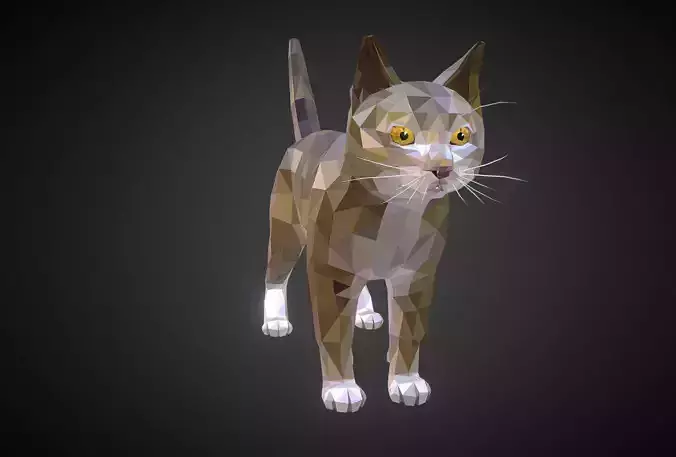 Cat Low Polygon Art Farm Animal Low-poly 3D model