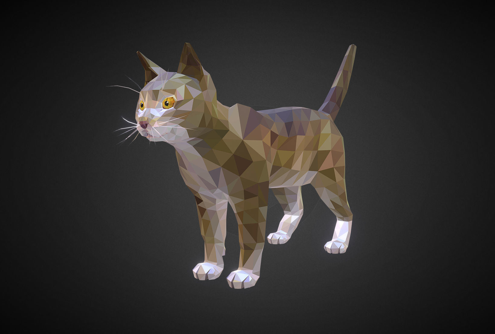 Cat Low Polygon Art Farm Animal Low-poly 3D model_2