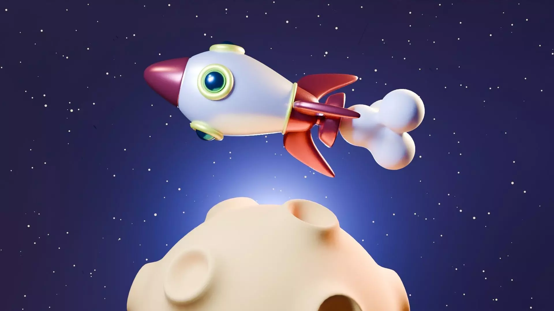 Animation Of A Rocket Traveling On A Planet 3D model