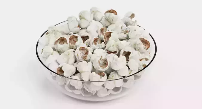 Popcorn in Glass Bowl 3D model 5