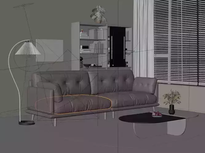 Nordic-style living room 3D model 7