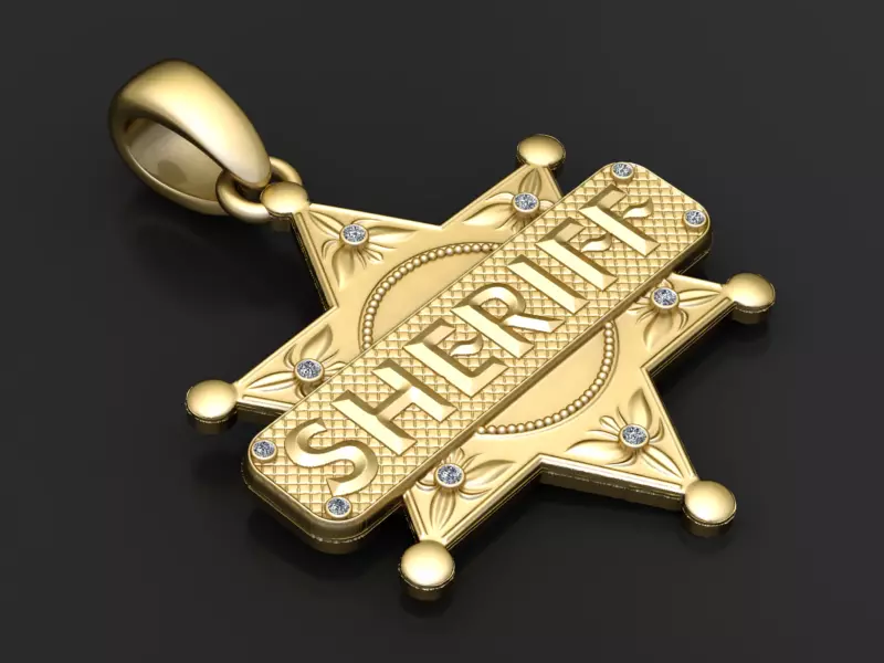 Sheriff Star Nameplate Pendant 3D Printable Jewelry Model 3D print model