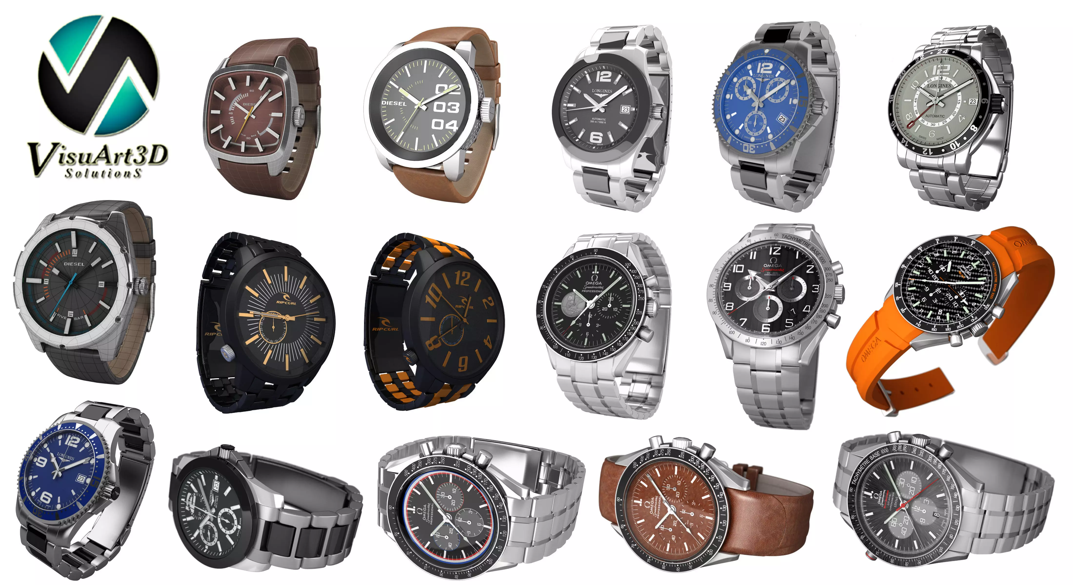 16 watches collection 3D model_0