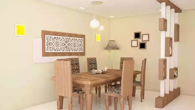 dinning table with partiton Low-poly 3D model