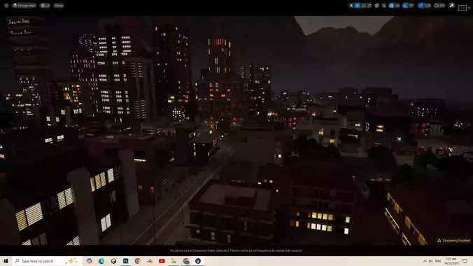 UE5 City Complete Level - NIGHT Low-poly 3D model 6