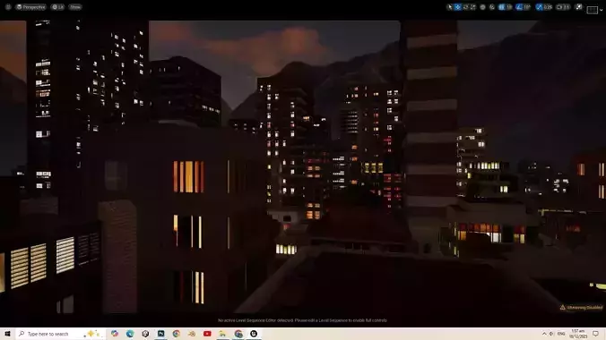 UE5 City Complete Level - NIGHT Low-poly 3D model 7