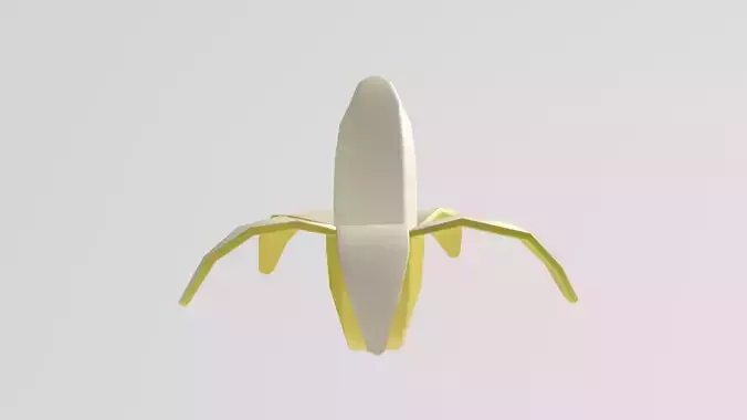 Stylized Low-Poly Half-Peeled Banana Low-poly 3D model 7