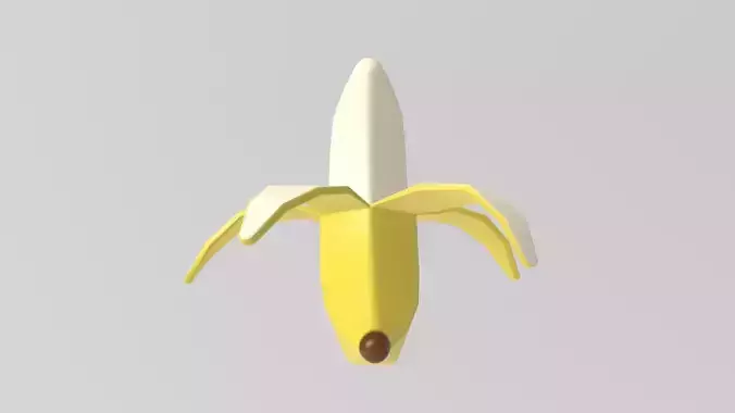Stylized Low-Poly Half-Peeled Banana Low-poly 3D model 5