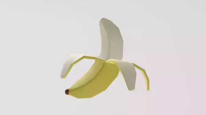 Stylized Low-Poly Half-Peeled Banana Low-poly 3D model 6