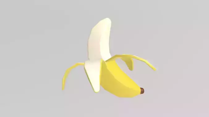 Stylized Low-Poly Half-Peeled Banana Low-poly 3D model 3
