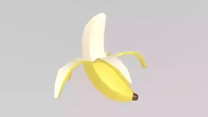 Stylized Low-Poly Half-Peeled Banana Low-poly 3D model 4