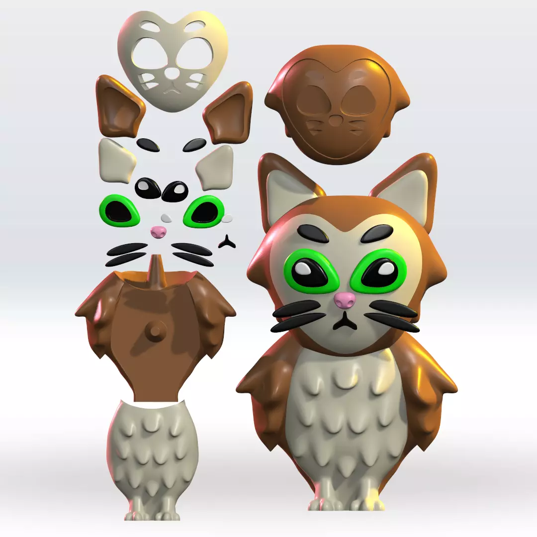 Meowl STL Steal A Brainrot Multipart 3D Model Fanart 3D print model