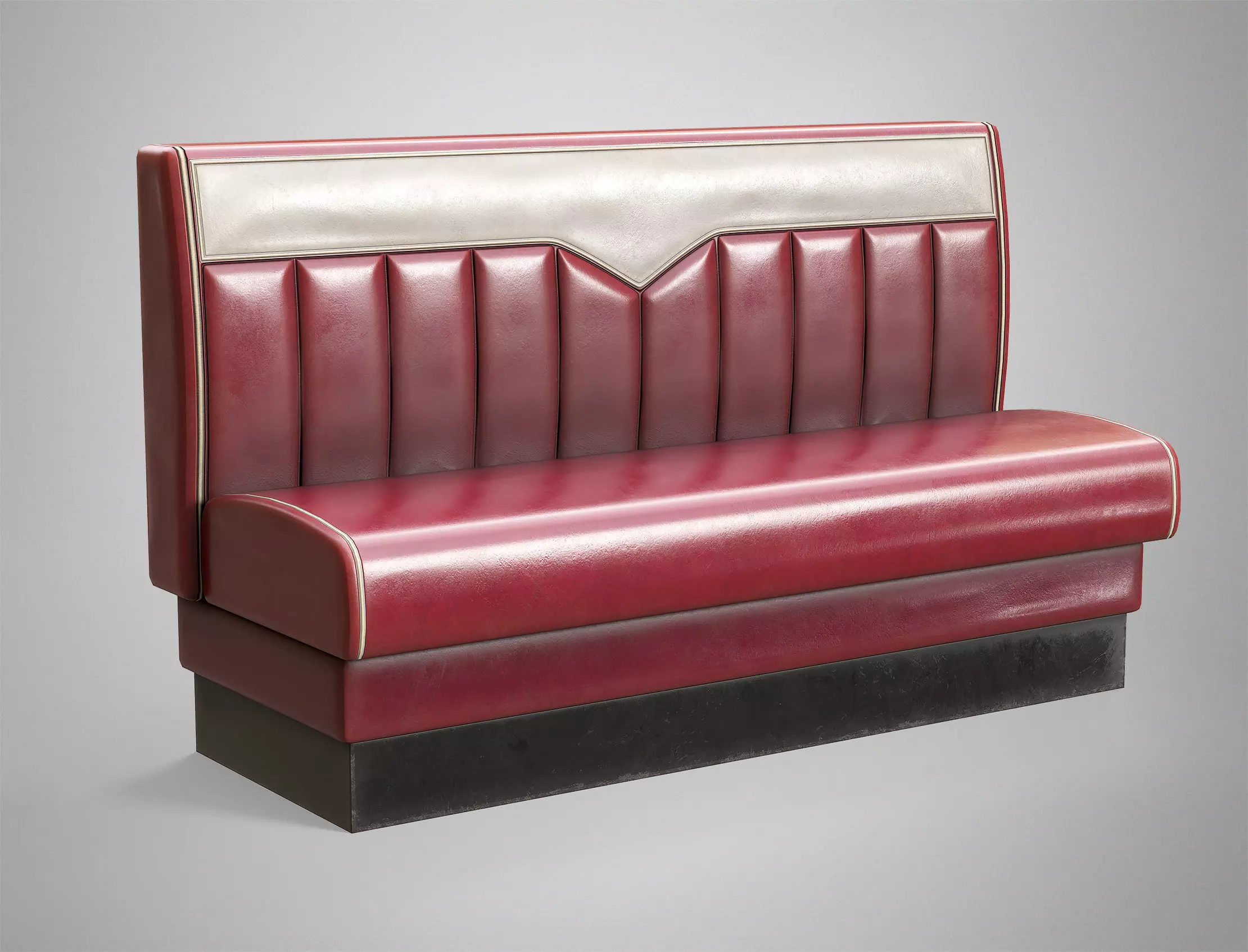Retro Diner Sofa - Old Leather Banquette - 6 Color Variations Low-poly 3D model