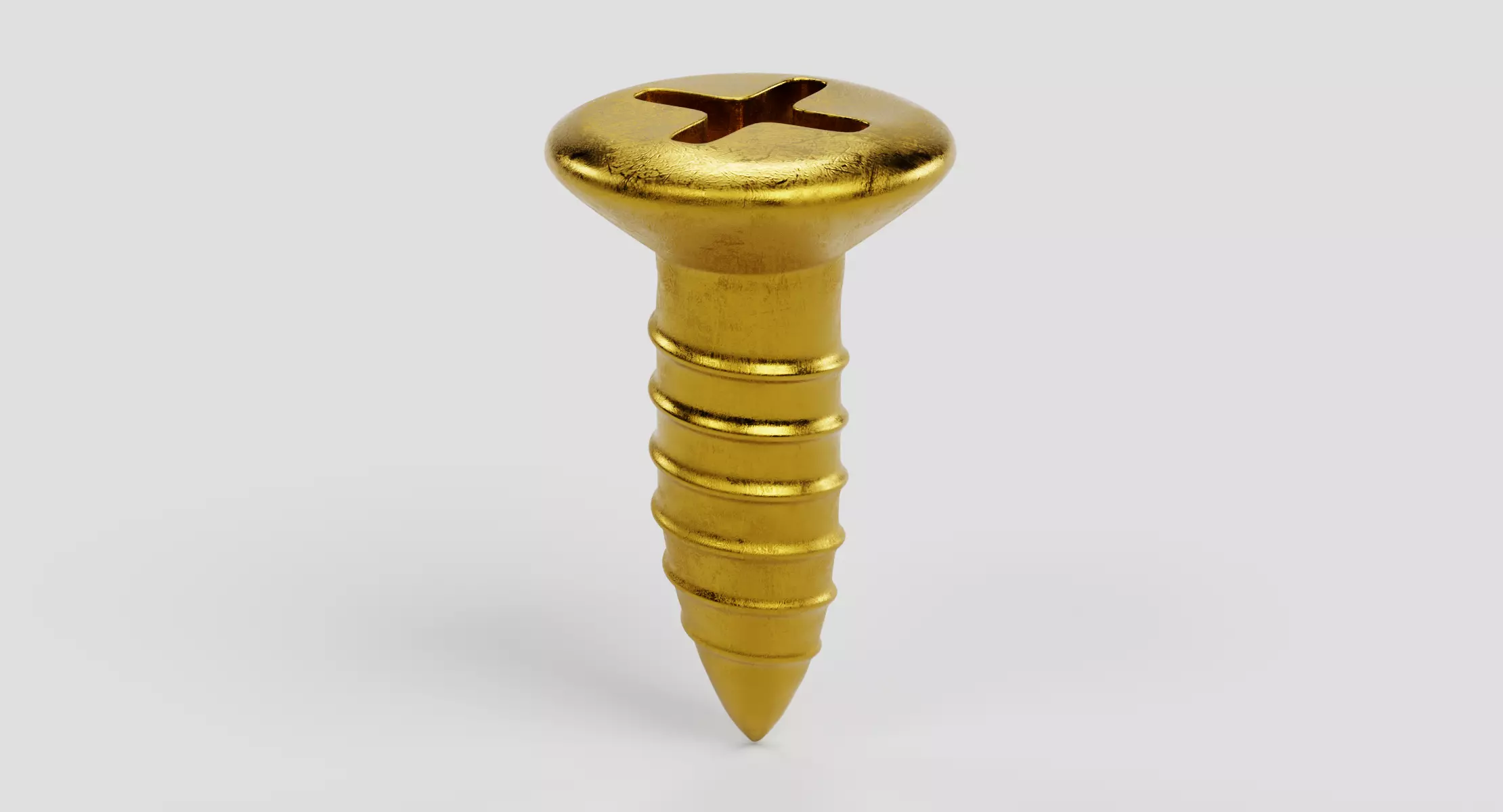Screw V6 - Brass Countersunk Flat Head Fastener 3D model