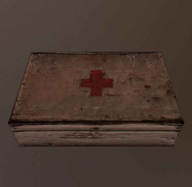 Wooden Old Fashioned Med Box  Free low-poly 3D model_1