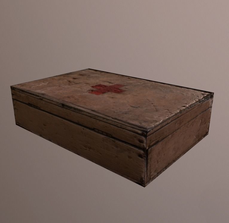 Wooden Old Fashioned Med Box  Free low-poly 3D model_2
