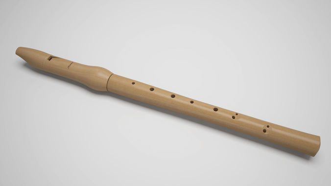 recorder wooden flute Low-poly 3D model
