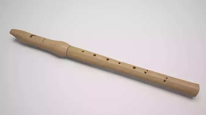 recorder wooden flute Low-poly 3D model