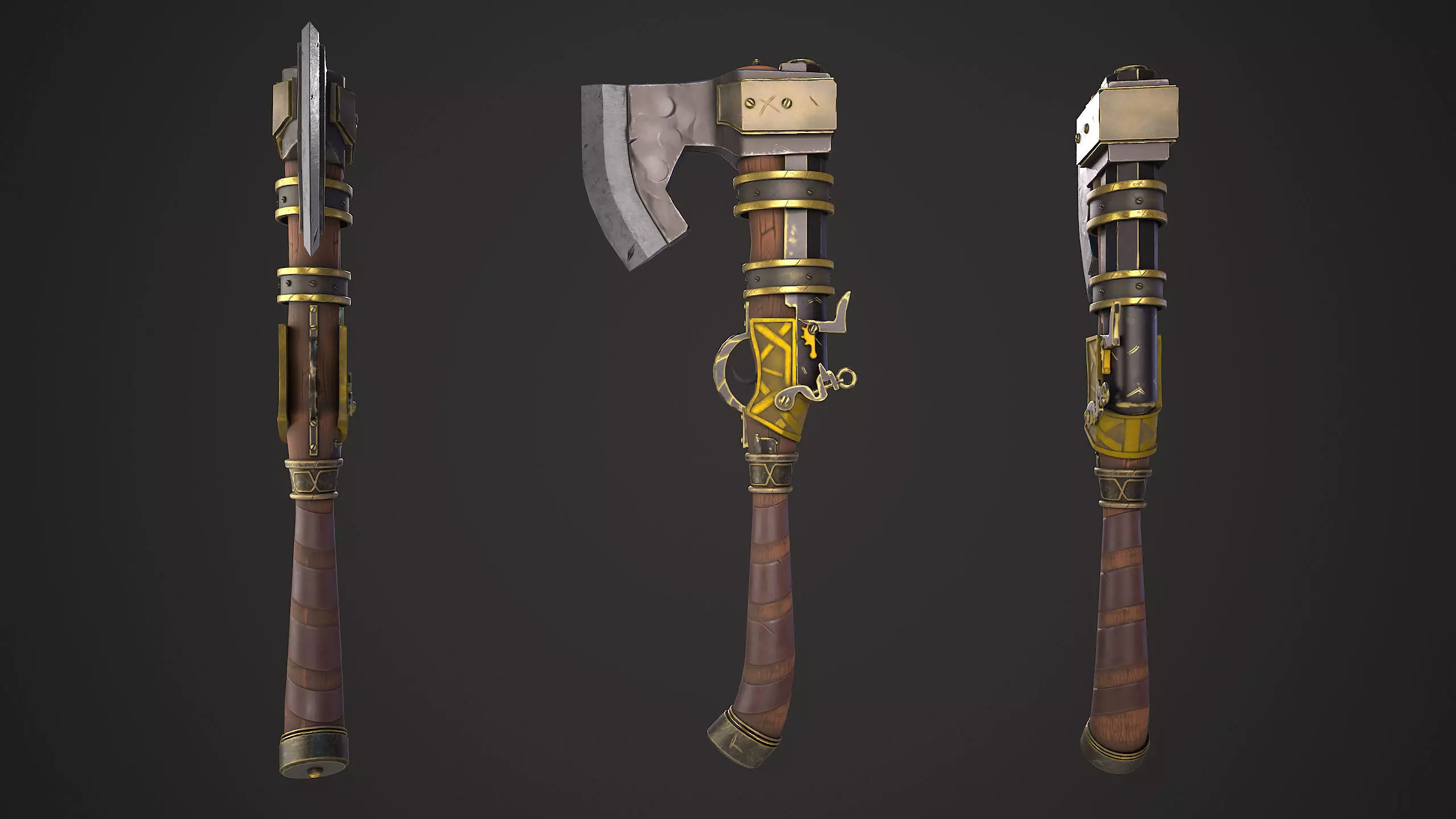 axegun Low-poly 3D model