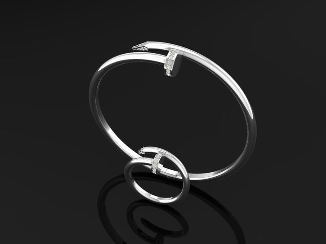 Platium Set Bracelet And Ring With Diamond 3D print model