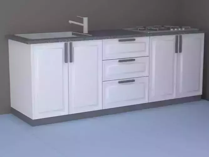 the kitchen with cabinets and sink Low-poly 3D model