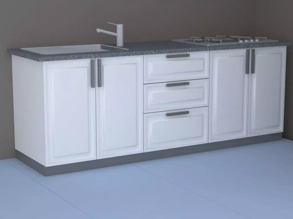 the kitchen with cabinets and sink Low-poly 3D model_0