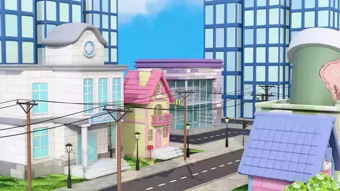 Stylized City Pack - Road Builder Addon and Props 3D model 5