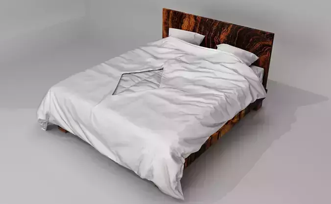 Modern bed with bedding 3D model