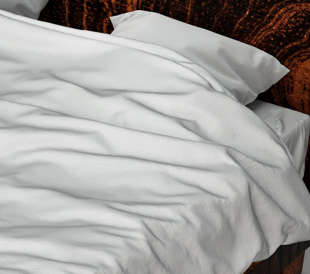 Modern bed with bedding 3D model_4