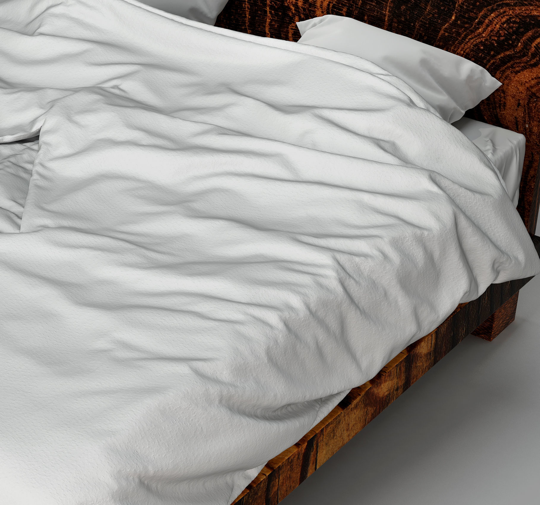 Modern bed with bedding 3D model_5