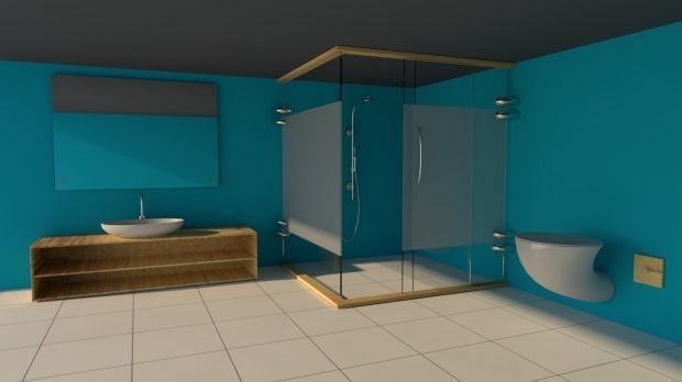 Bathroom with walls Free 3D model
