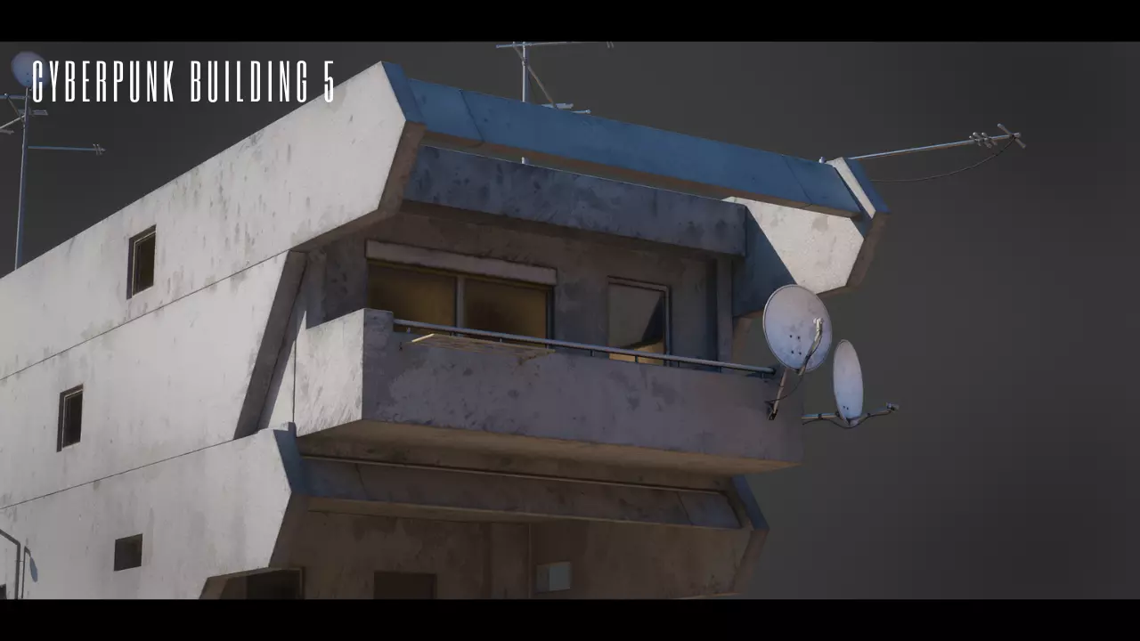 Dystopian Cyberpunk Building 5 Low-poly 3D model