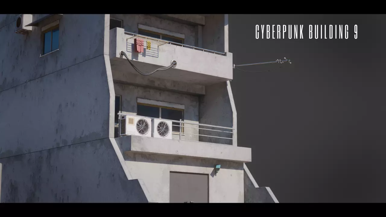 Dystopian Cyberpunk Building 10 Low-poly 3D model