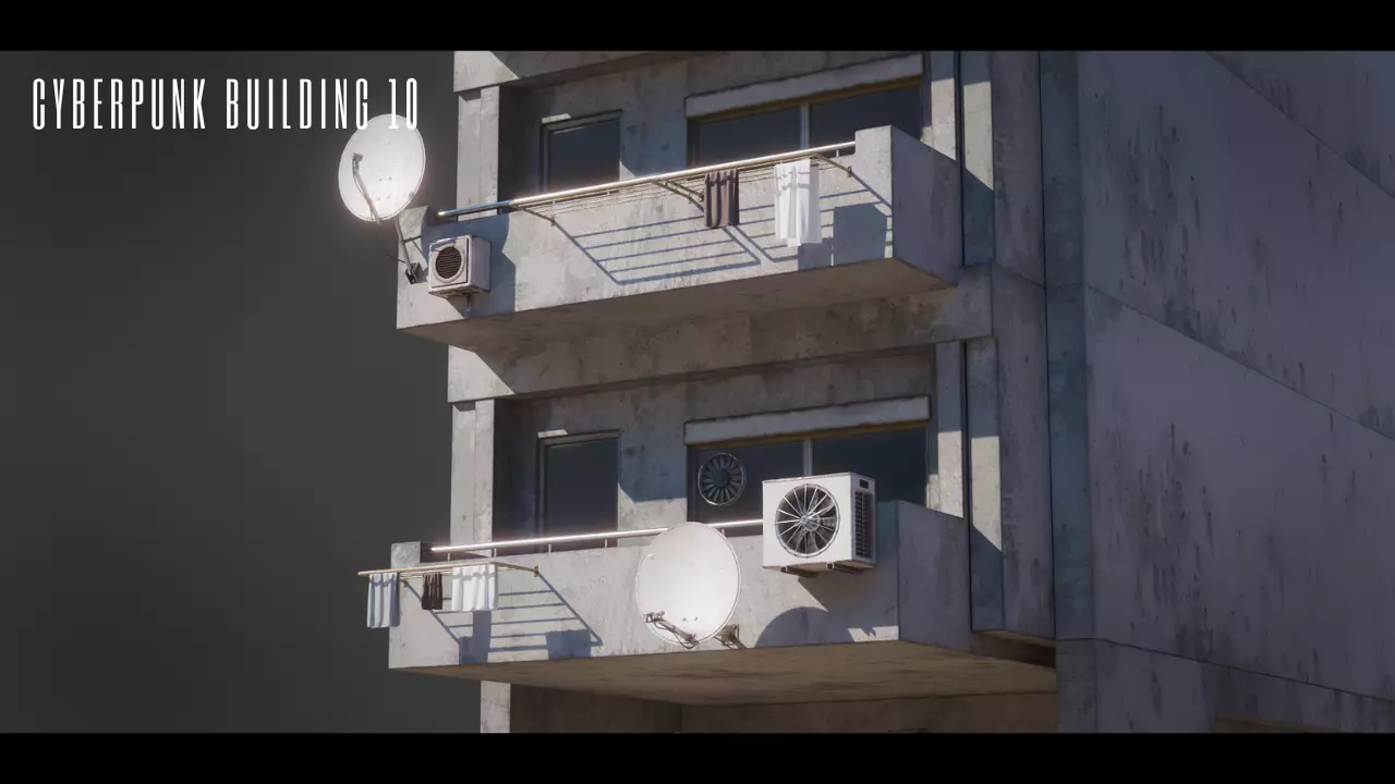 Dystopian Cyberpunk Building 11 Low-poly 3D model