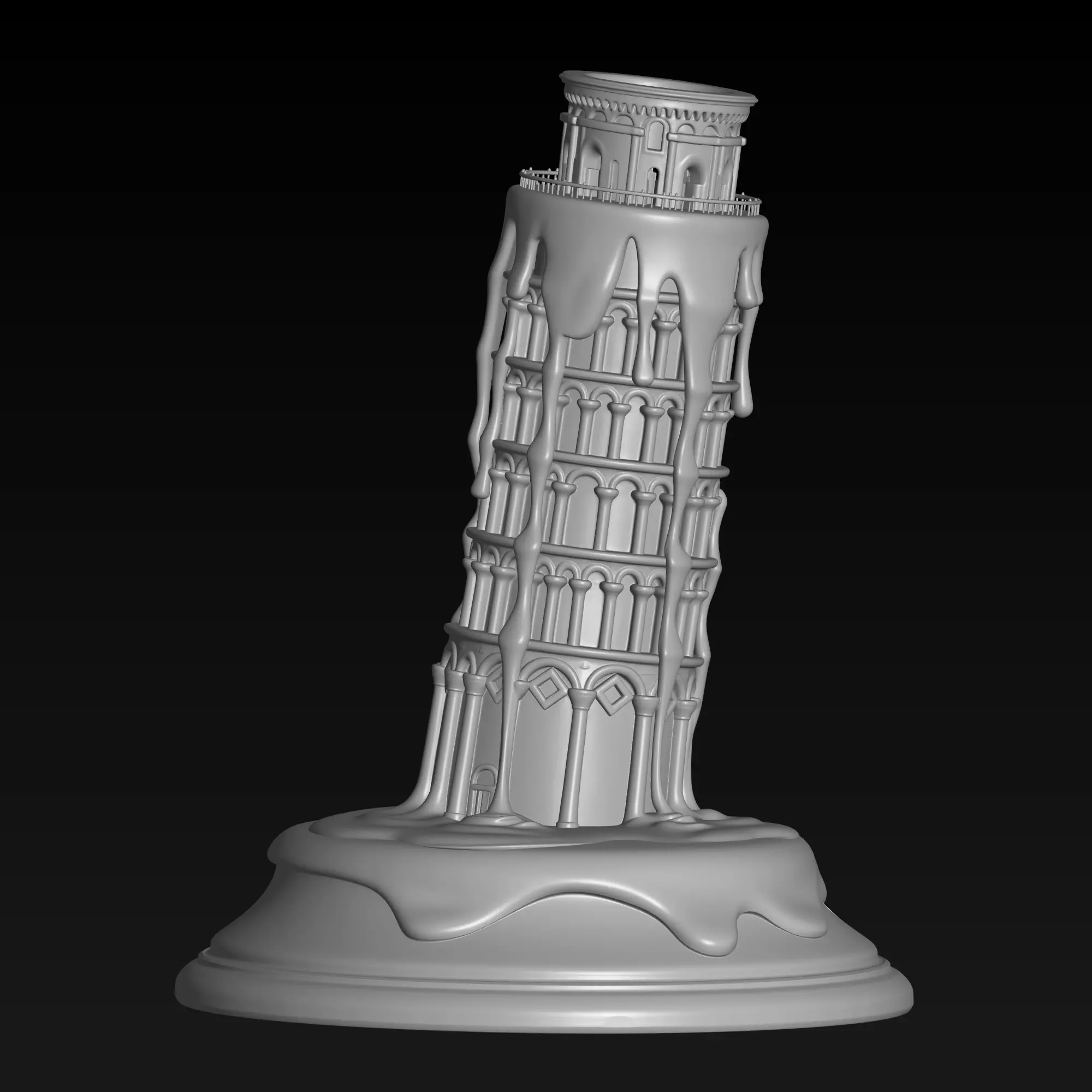 Leaning Tower of Pisa lamp or vase with chocolate sauce 3D print model