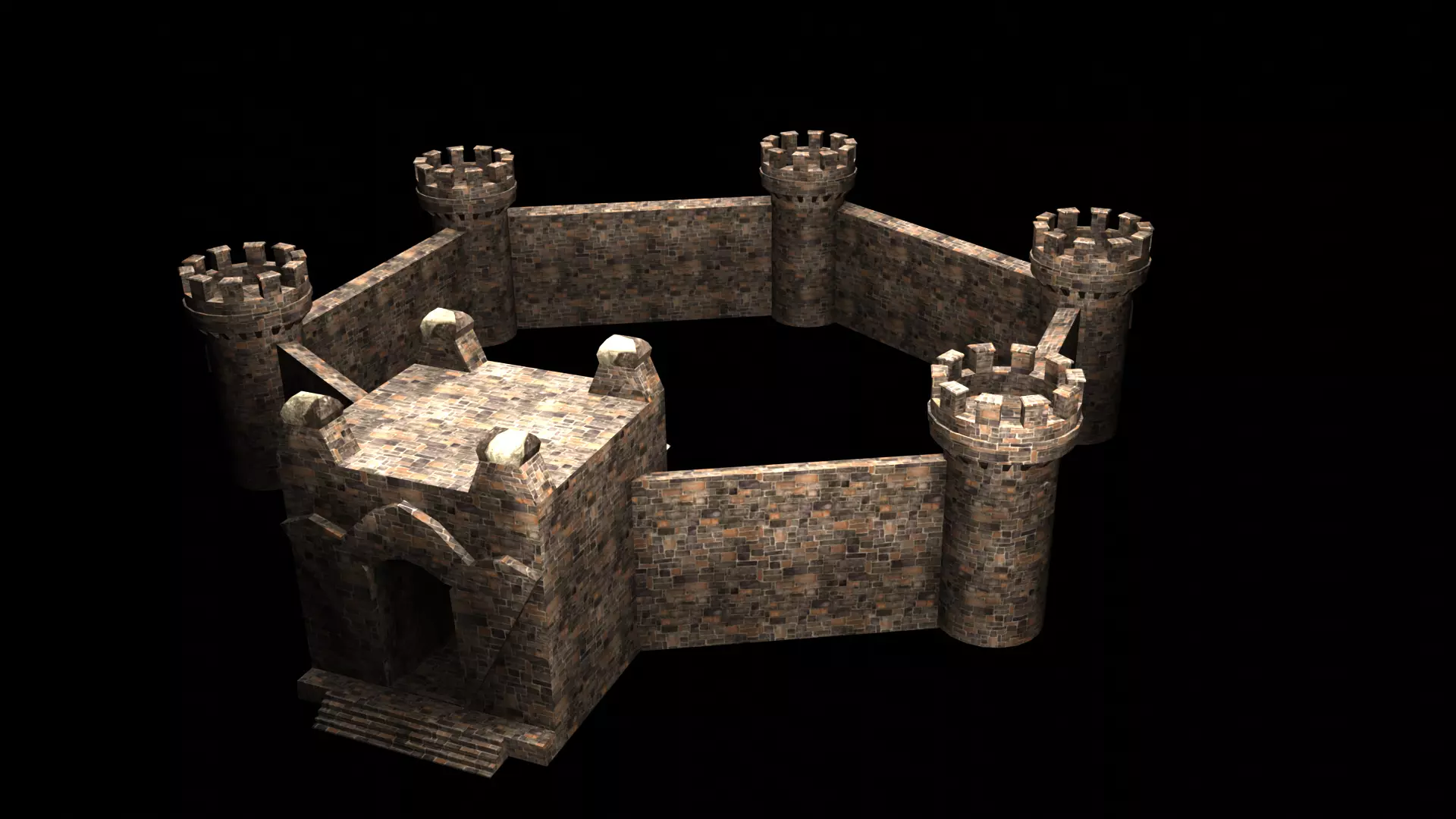 Low Poly fort Free low-poly 3D model