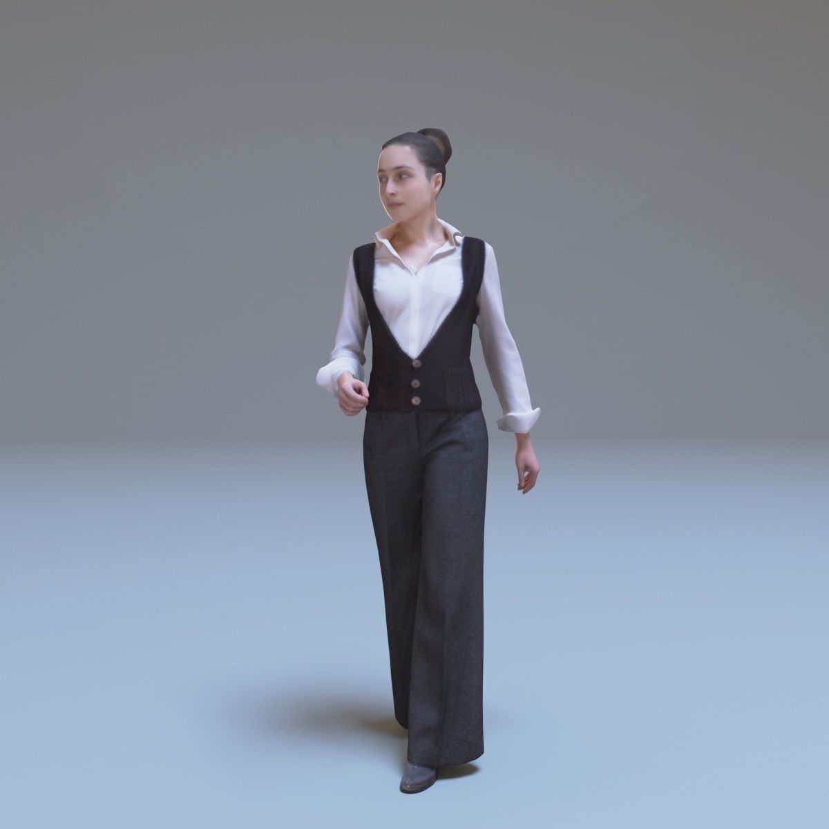 Casual Woman Walking Free low-poly 3D model_1