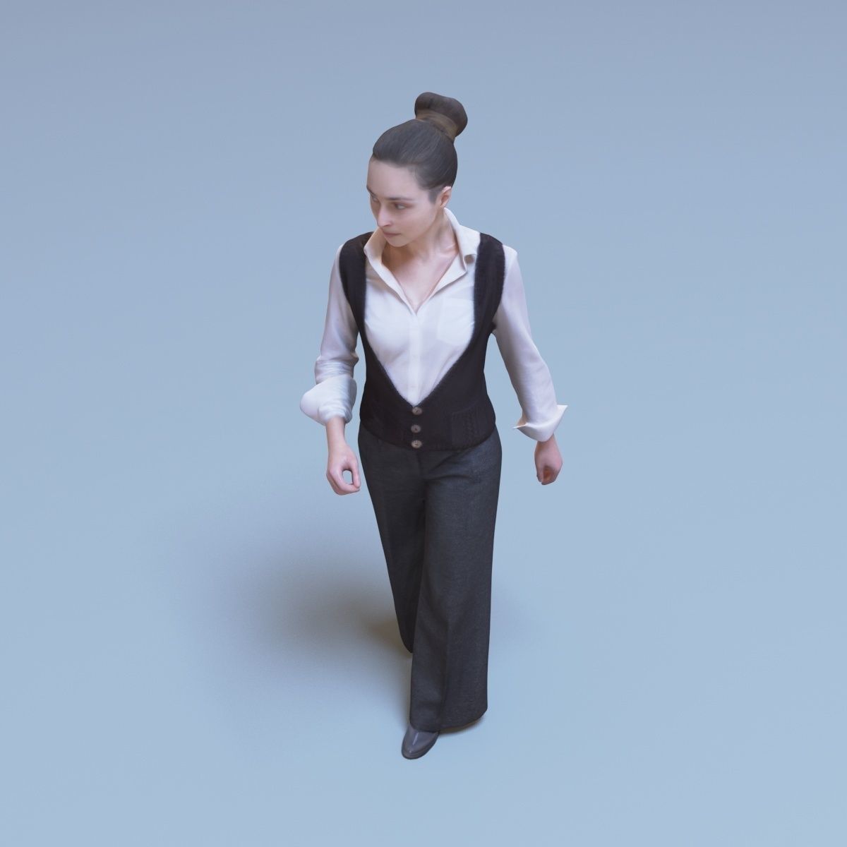 Casual Woman Walking Free low-poly 3D model_2