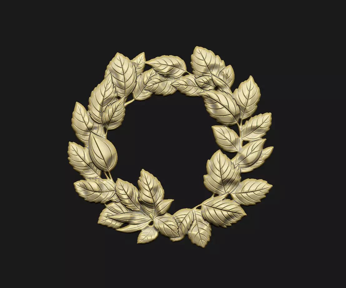 Wreath Laurel Award cad leaves Oxidized cnc laser engraved 3D print model